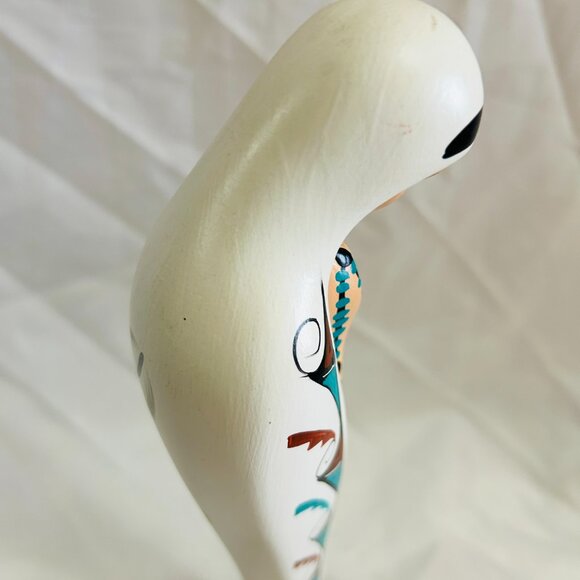 Navajo Virgin Mary Figurine Madonna Southwest Hand Painted Ceramic Signed 13" - Picture 14 of 16